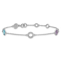 Load image into Gallery viewer, White Ice Sterling Silver/Rhodium-plated Diamond, Blue Topaz, Amethyst 6.25 inch Bracelet plus 1 inch Extender
