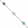 White Ice Sterling Silver/Rhodium-plated Diamond, Blue Topaz, Amethyst 6.25 inch Bracelet plus 1 inch Extender