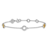 Load image into Gallery viewer, White Ice Sterling Silver/Rhodium-plated Diamond and Citrine 6.25 inch Bracelet plus 1 inch extender
