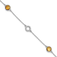 Load image into Gallery viewer, White Ice Sterling Silver/Rhodium-plated Diamond and Citrine 6.25 inch Bracelet plus 1 inch extender
