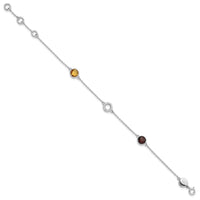 Load image into Gallery viewer, White Ice Sterling Silver Rhodium-plated Diamond, Citrine, Garnet 6.25 inch Bracelet plus 1inch Extender
