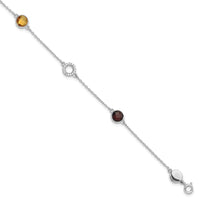 Load image into Gallery viewer, White Ice Sterling Silver Rhodium-plated Diamond, Citrine, Garnet 6.25 inch Bracelet plus 1inch Extender
