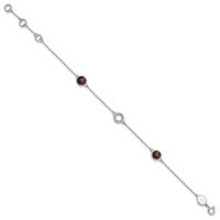 Load image into Gallery viewer, White Ice Sterling Silver Rhodium-plated 6.25 inch Diamond and Garnet Bracelet plus 1inch extender
