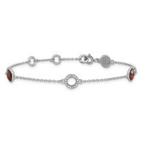 Load image into Gallery viewer, White Ice Sterling Silver Rhodium-plated 6.25 inch Diamond and Garnet Bracelet plus 1inch extender
