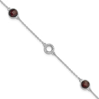 Load image into Gallery viewer, White Ice Sterling Silver Rhodium-plated 6.25 inch Diamond and Garnet Bracelet plus 1inch extender
