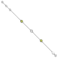 Load image into Gallery viewer, White Ice Sterling Silver Rhodium-plated Diamond and Peridot 6.25 inch Bracelet plus 1 inch Extender
