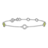 Load image into Gallery viewer, White Ice Sterling Silver Rhodium-plated Diamond and Peridot 6.25 inch Bracelet plus 1 inch Extender
