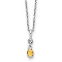 Load image into Gallery viewer, White Ice Sterling Silver Rhodium-plated 18 inch Diamond and Citrine Necklace with 2 inch Extender
