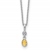 White Ice Sterling Silver Rhodium-plated 18 inch Diamond and Citrine Necklace with 2 inch Extender