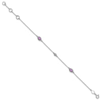 Load image into Gallery viewer, White Ice Sterling Silver Rhodium-plated 7.5 Inch Amethyst and Diamond  Bracelet with 1.25 Inch Extender
