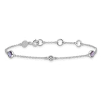 Load image into Gallery viewer, White Ice Sterling Silver Rhodium-plated 7.5 Inch Amethyst and Diamond  Bracelet with 1.25 Inch Extender

