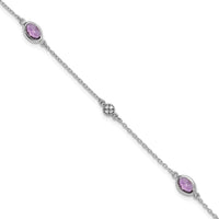 Load image into Gallery viewer, White Ice Sterling Silver Rhodium-plated 7.5 Inch Amethyst and Diamond  Bracelet with 1.25 Inch Extender
