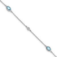 Load image into Gallery viewer, White Ice Sterling Silver Rhodium-plated 7.5 inch Diamond and Blue Topaz Bracelet with 1.25  inch Extender
