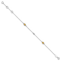 Load image into Gallery viewer, White Ice Sterling Silver Rhodium-plated 7.5 inch Diamond and Citrine Bracelet with 1.25  inch Extender
