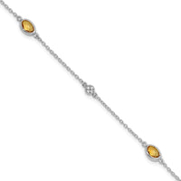 Load image into Gallery viewer, White Ice Sterling Silver Rhodium-plated 7.5 inch Diamond and Citrine Bracelet with 1.25  inch Extender
