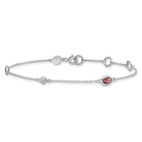 Load image into Gallery viewer, White Ice Sterling Silver Rhodium-plated 7.5 inch Diamond and Garnet Bracelet with1.25 inch Extender

