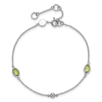 Load image into Gallery viewer, White Ice Sterling Silver Rhodium-plated 7.5 inch Diamond and Peridot Bracelet with 1.25 Inch Extender
