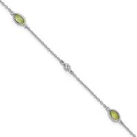 Load image into Gallery viewer, White Ice Sterling Silver Rhodium-plated 7.5 inch Diamond and Peridot Bracelet with 1.25 Inch Extender
