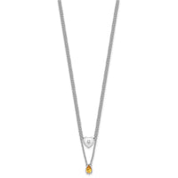 Load image into Gallery viewer, White Ice Sterling Silver Rhodium-plated 18 inch Diamond Heart and Citrine Teardrop Necklace plus 2 inch Extender
