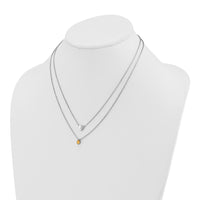 Load image into Gallery viewer, White Ice Sterling Silver Rhodium-plated 18 inch Diamond Heart and Citrine Teardrop Necklace plus 2 inch Extender
