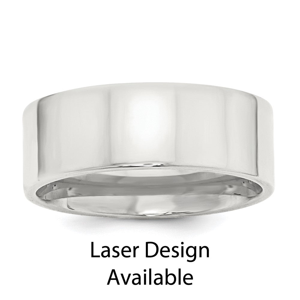Sterling Silver with Lasered Design 8mm Flat Size 10.5 Band