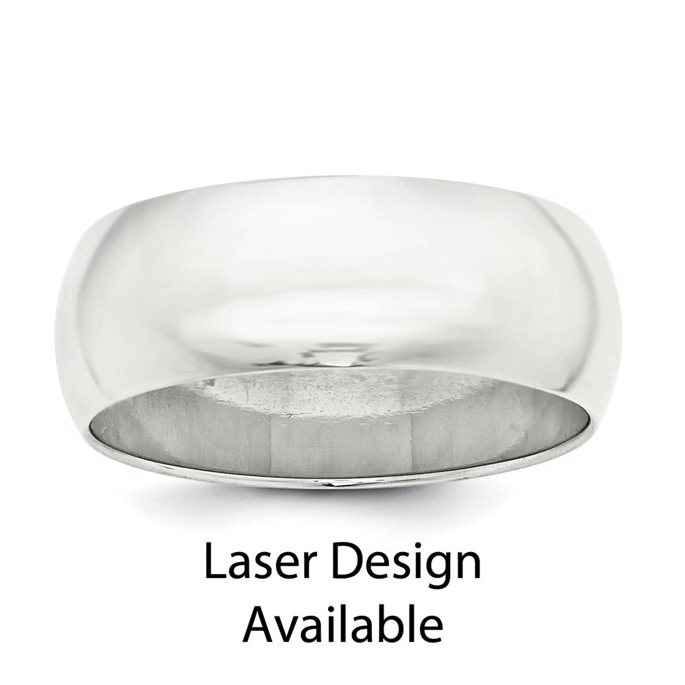 Sterling Silver with Lasered Design 8mm Comfort Fit Size 10 Band