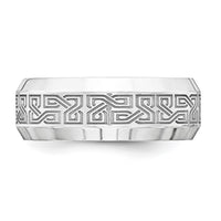 Load image into Gallery viewer, Sterling Silver with Lasered Design 8mm Flat Beveled Edge Size 12.5 Band
