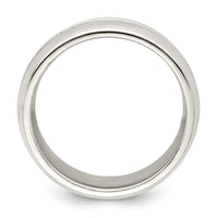 Load image into Gallery viewer, Sterling Silver 7mm Polished Domed Grooved Fancy Band Size 13.5
