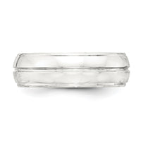 Load image into Gallery viewer, Sterling Silver 7mm Polished Domed Grooved Fancy Band Size 13.5
