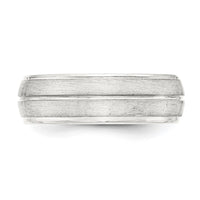 Load image into Gallery viewer, Sterling Silver 7mm Brushed Domed Grooved Fancy Band Size 13.5
