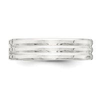 Load image into Gallery viewer, Sterling Silver 6mm Polished Flat Grooved Fancy Band Size 12
