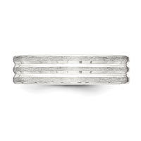 Load image into Gallery viewer, Sterling Silver 6mm Brushed Flat Grooved Fancy Band Size 13.5
