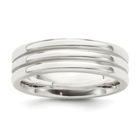 Load image into Gallery viewer, Sterling Silver 6mm Polished Flat Grooved Fancy Band Size 11
