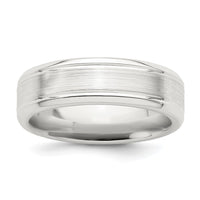 Load image into Gallery viewer, Sterling Silver 6mm Brushed Flat Grooved Beveled Edge Fancy Band Size 13.5
