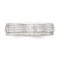 Load image into Gallery viewer, Sterling Silver 6mm Polished Flat Greek Key Design Beveled Edge Fancy Band Size 12
