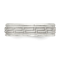 Load image into Gallery viewer, Sterling Silver 6mm Brushed Flat Greek Key Design Beveled Edge Fancy Band Size 13
