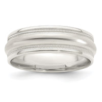 Load image into Gallery viewer, Sterling Silver 7mm Polished Domed Double Milgrain Fancy Band Size 12
