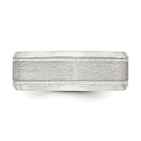 Load image into Gallery viewer, Sterling Silver 6mm Brushed Flat Milgrain Beveled Edge Fancy Band Size 8
