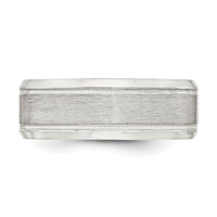 Load image into Gallery viewer, Sterling Silver 6mm Brushed Flat Milgrain Beveled Edge Fancy Band Size 7
