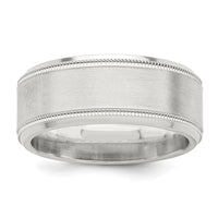 Load image into Gallery viewer, Sterling Silver 6mm Brushed Flat Milgrain Beveled Edge Fancy Band Size 7.5
