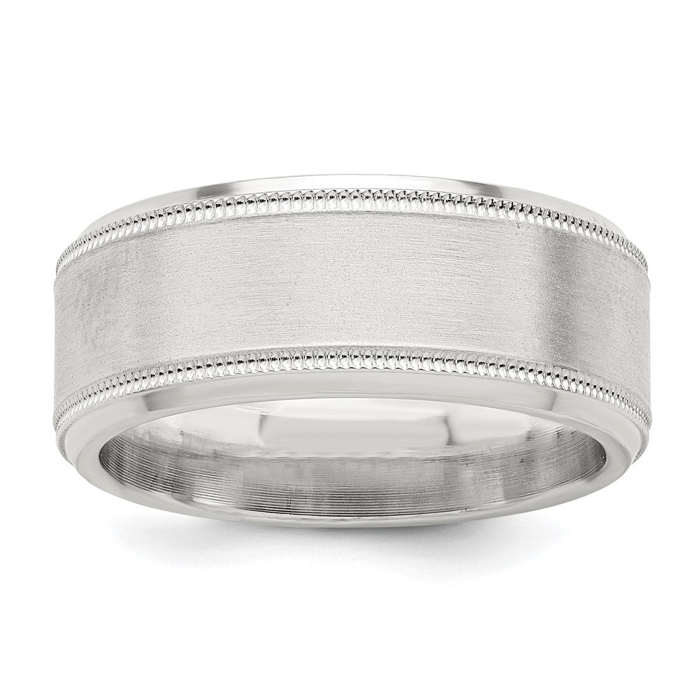 Sterling Silver 6mm Brushed Flat Milgrain Beveled Edge Fancy Band Size 12.5