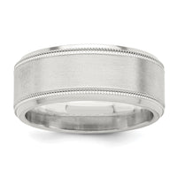 Load image into Gallery viewer, Sterling Silver 6mm Brushed Flat Milgrain Beveled Edge Fancy Band Size 8
