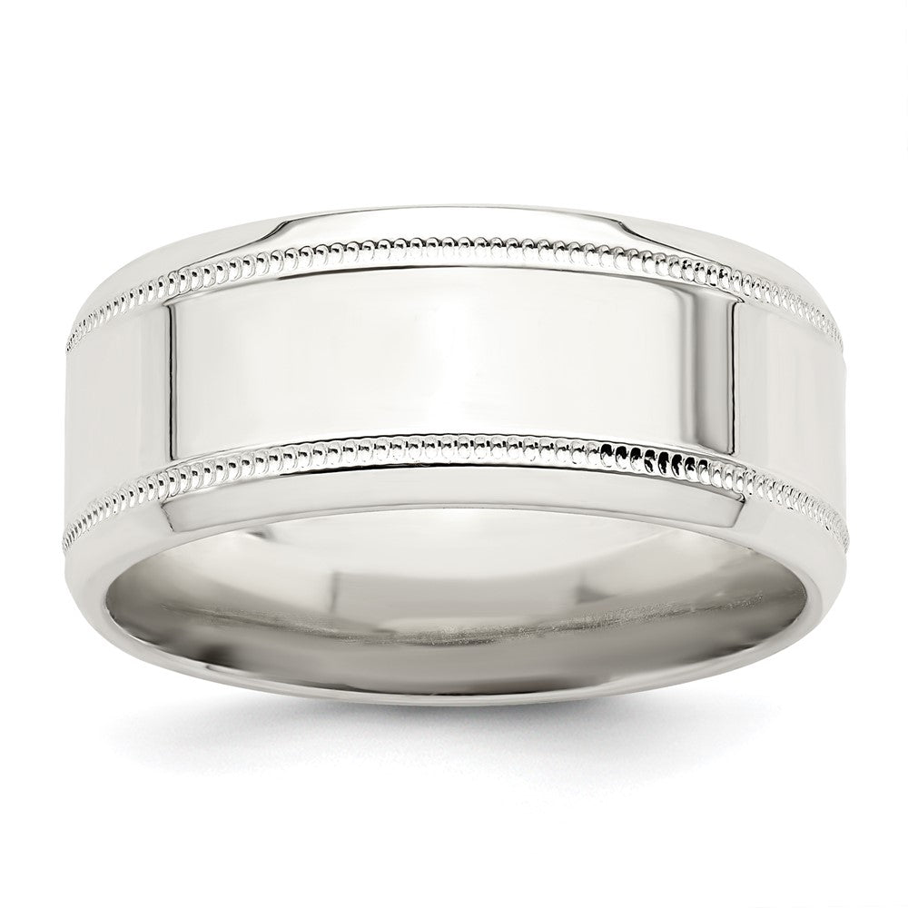 Sterling Silver 6mm Polished Flat Milgrain Beveled Edge Fancy Band Size 12.5