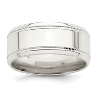 Load image into Gallery viewer, Sterling Silver 6mm Polished Flat Milgrain Beveled Edge Fancy Band Size 9.5
