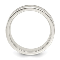 Load image into Gallery viewer, Sterling Silver 6mm Polished Flat Milgrain Grooved Edge Fancy Band Size 13.5

