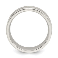 Load image into Gallery viewer, Sterling Silver 6mm Brushed Flat Milgrain Grooved Edge Fancy Band Size 13.5
