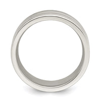 Load image into Gallery viewer, Sterling Silver 8mm Polished Flat Grooved Fancy Band Size 7
