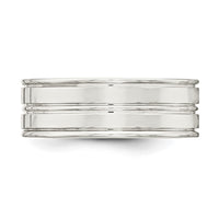 Load image into Gallery viewer, Sterling Silver 8mm Polished Flat Grooved Fancy Band Size 12.5
