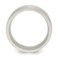 Load image into Gallery viewer, Sterling Silver 8mm Brushed Flat Grooved Fancy Band Size 7.5
