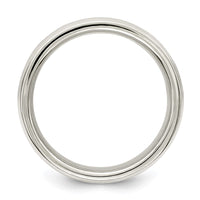 Load image into Gallery viewer, Sterling Silver 6mm Polished Flat Grooved Fancy Band Size 12
